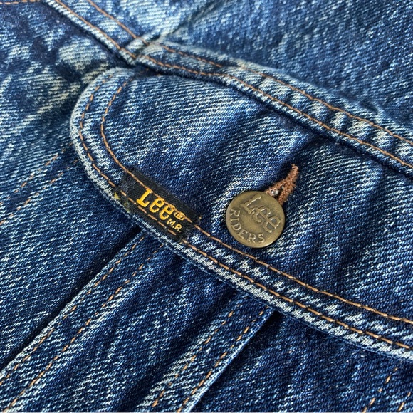 Vintage 1980s Lee Riders Dark Rinse Acid Washed Jean Denim Jacket Sz L Unisex - Picture 9 of 16